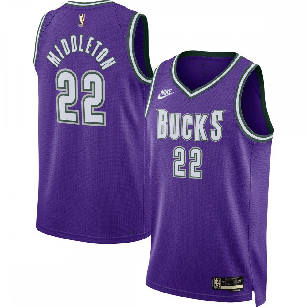 Khris Middleton Milwaukee Bucks 2022/23 Swingman Jersey Purple - Classic Edition-Pro Kit Vault | Brand New 26/27 Sports Jerseys